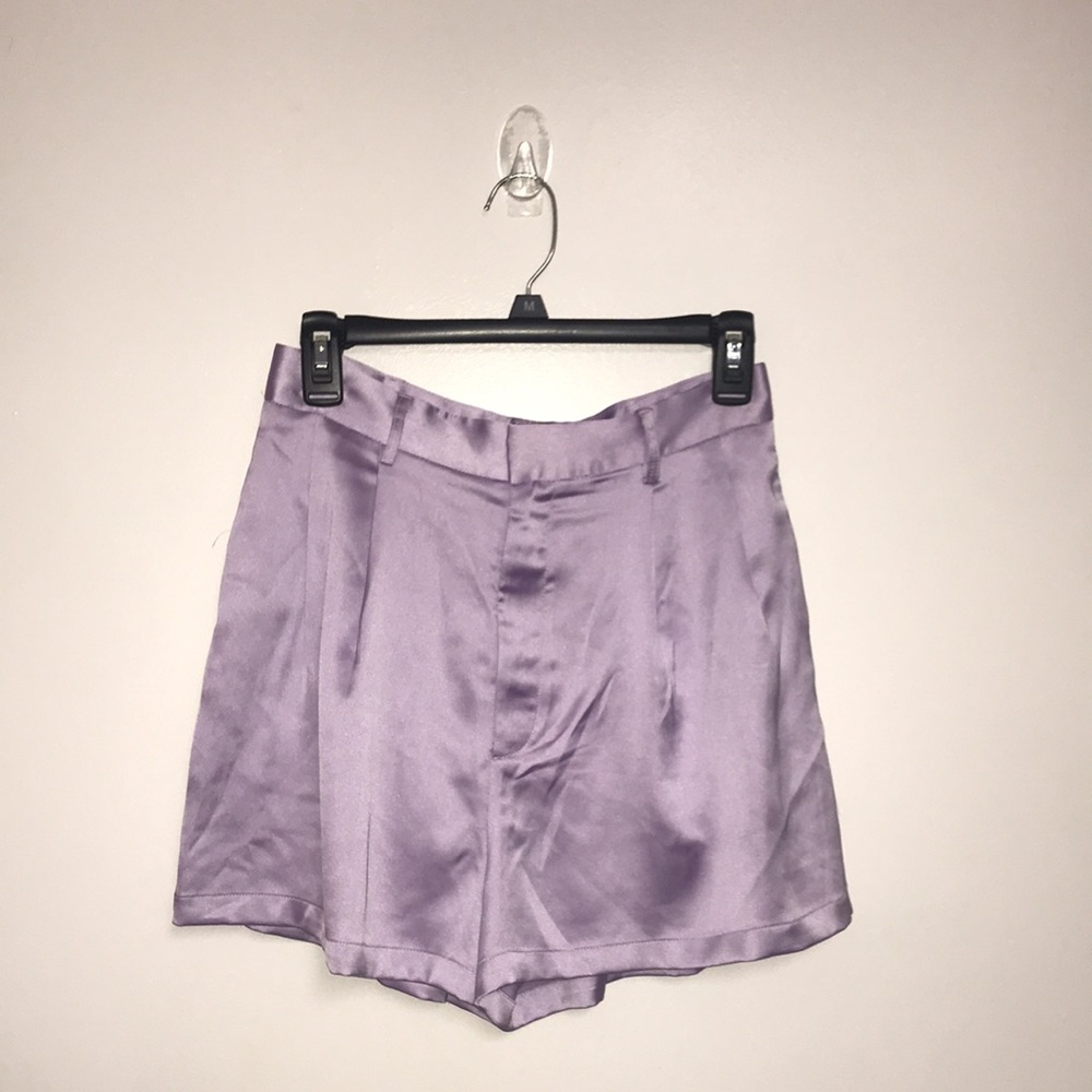 High Waist Silky Lavender Shorts